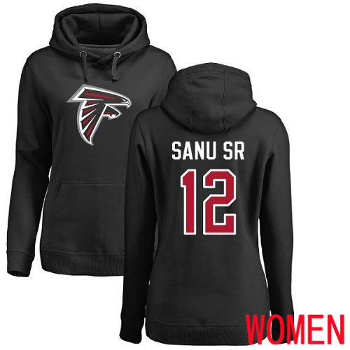 Atlanta Falcons Black Women Mohamed Sanu Name And Number Logo NFL Football #12 Pullover Hoodie Sweatshirts